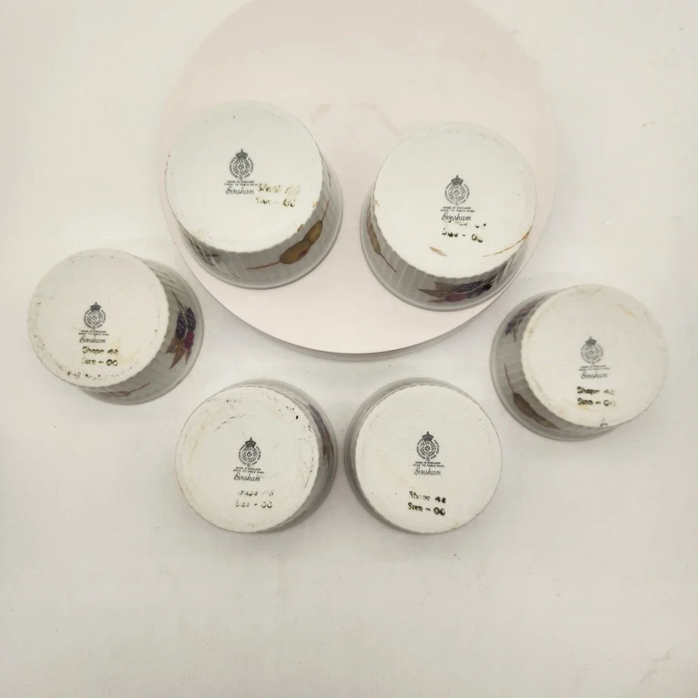 Royal Worcester Evesham Gold Porcelain Ramekins Set of 6 Made in England Vintage